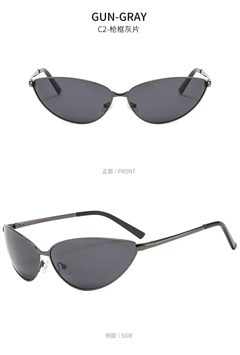 Men Polarized Cat Eye Sunglasses Metal Frame Brown — feature 16