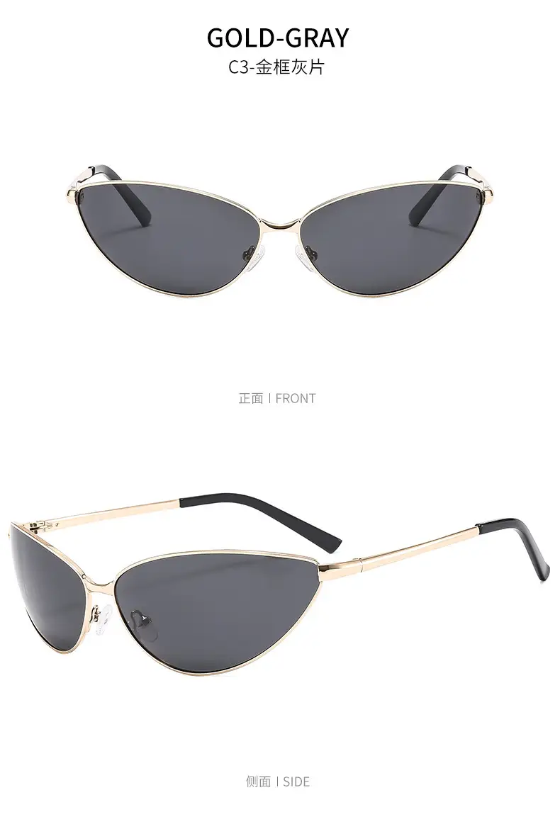 Men Polarized Cat Eye Sunglasses Metal Frame Brown — feature 17