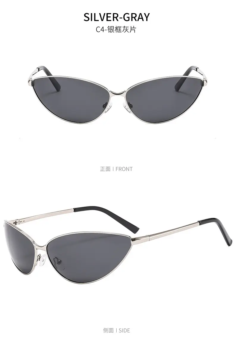 Men Polarized Cat Eye Sunglasses Metal Frame Brown — feature 18