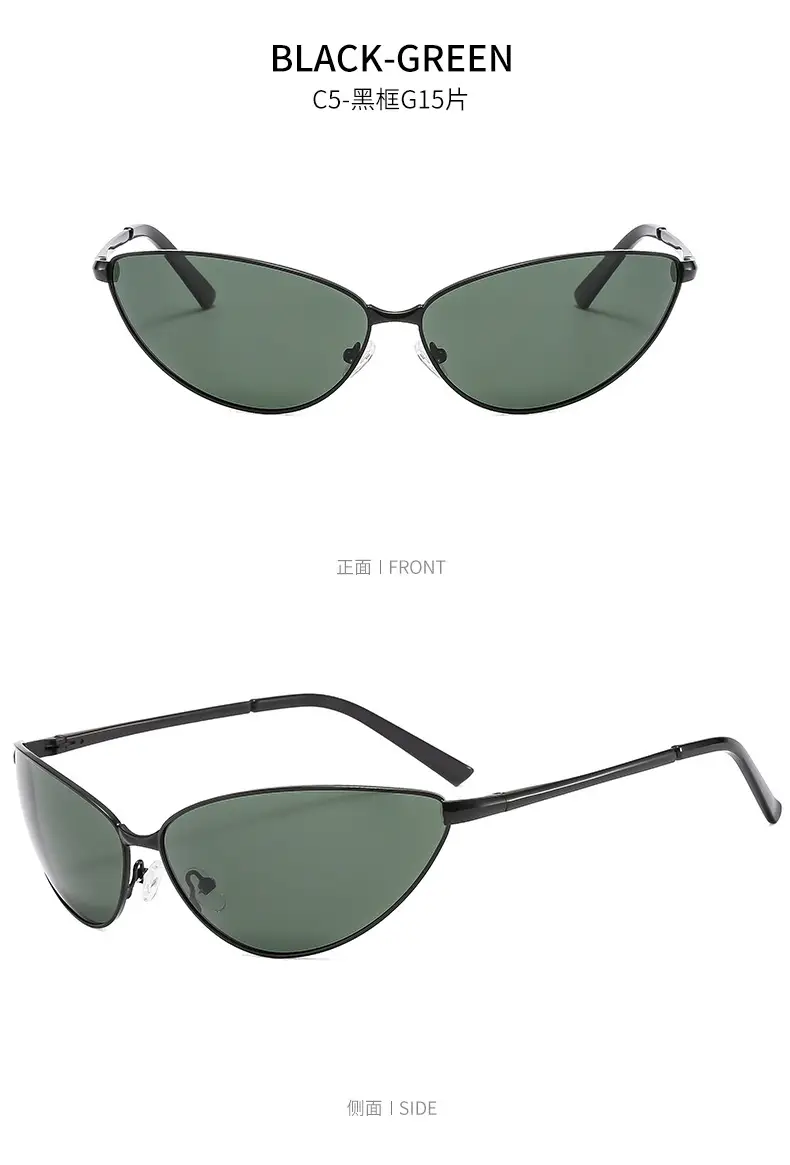 Men Polarized Cat Eye Sunglasses Metal Frame Brown — feature 19