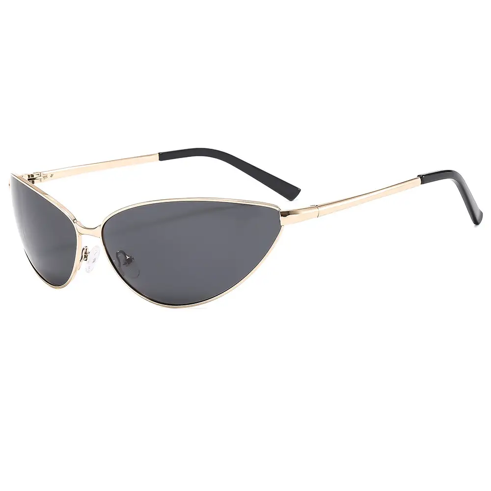 Men Polarized Cat Eye Sunglasses Metal Frame Brown - Image 3