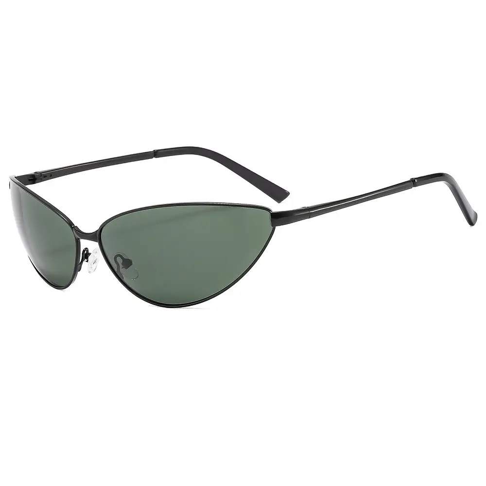 Men Polarized Cat Eye Sunglasses Metal Frame Brown - Image 5