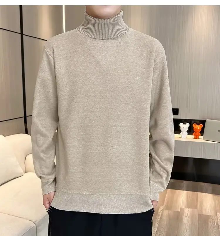 Men Fleece Lined Turtleneck Sweater Blue Slim Fit — feature 17
