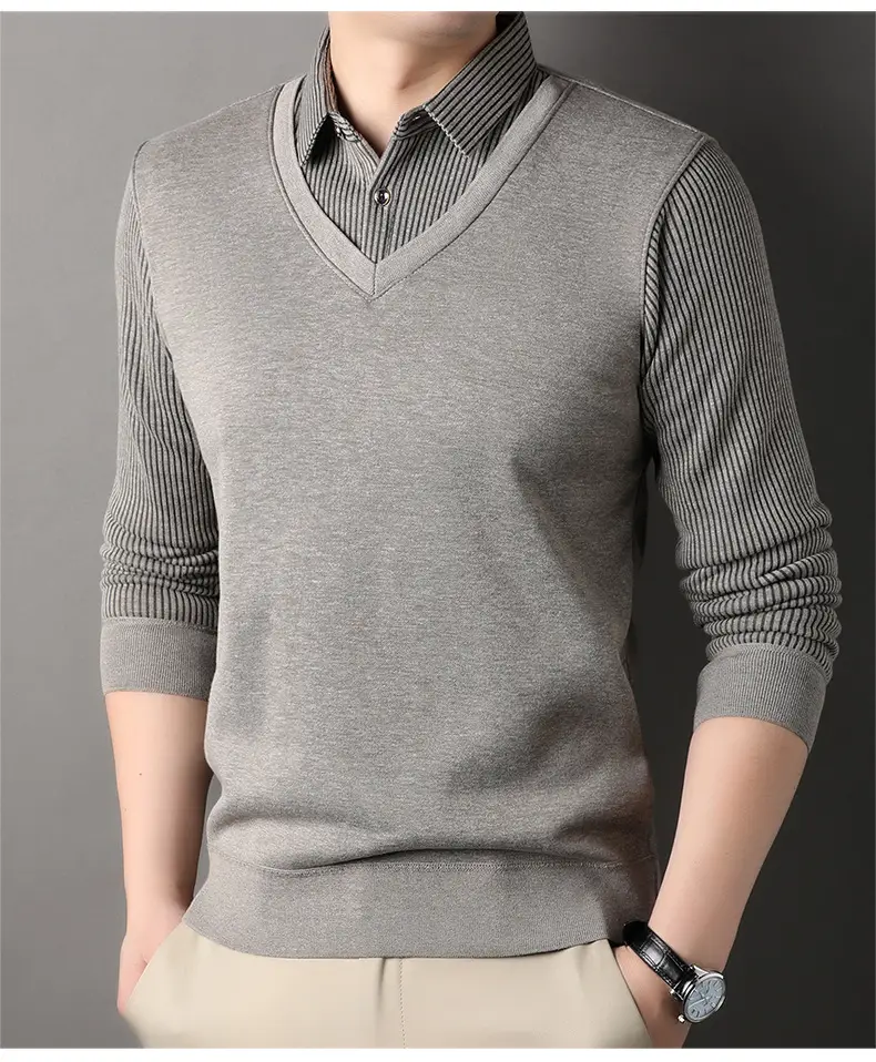 Men's Black Fleece Lined Collar Shirt with Thickening — feature 10
