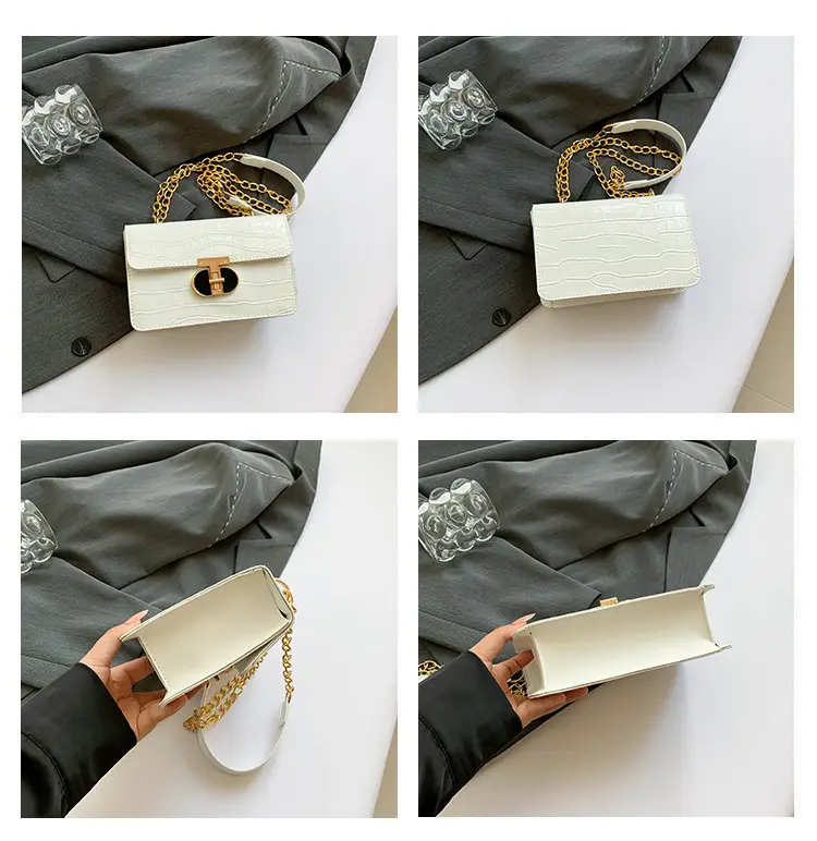 Gold Croc Leather Chain Shoulder Bag for Women — feature 10