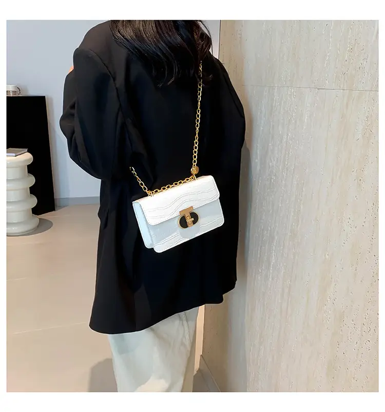 Gold Croc Leather Chain Shoulder Bag for Women — feature 12