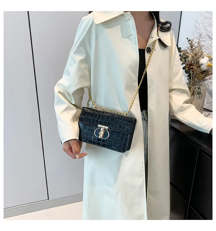 Gold Croc Leather Chain Shoulder Bag for Women — feature 17