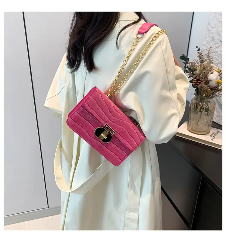 Gold Croc Leather Chain Shoulder Bag for Women — feature 20
