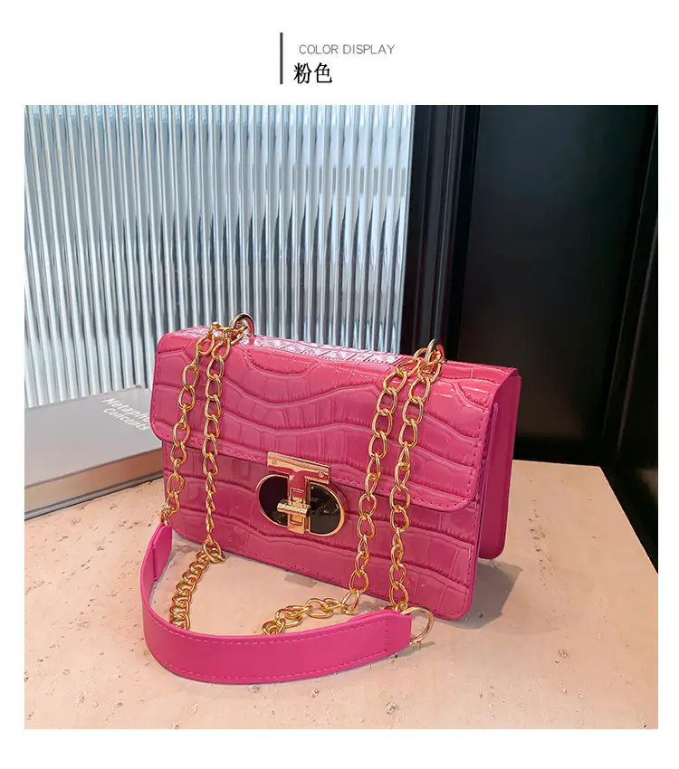 Gold Croc Leather Chain Shoulder Bag for Women — feature 24