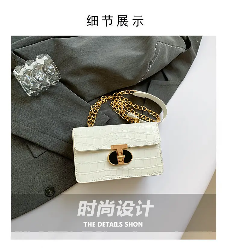 Gold Croc Leather Chain Shoulder Bag for Women — feature 4