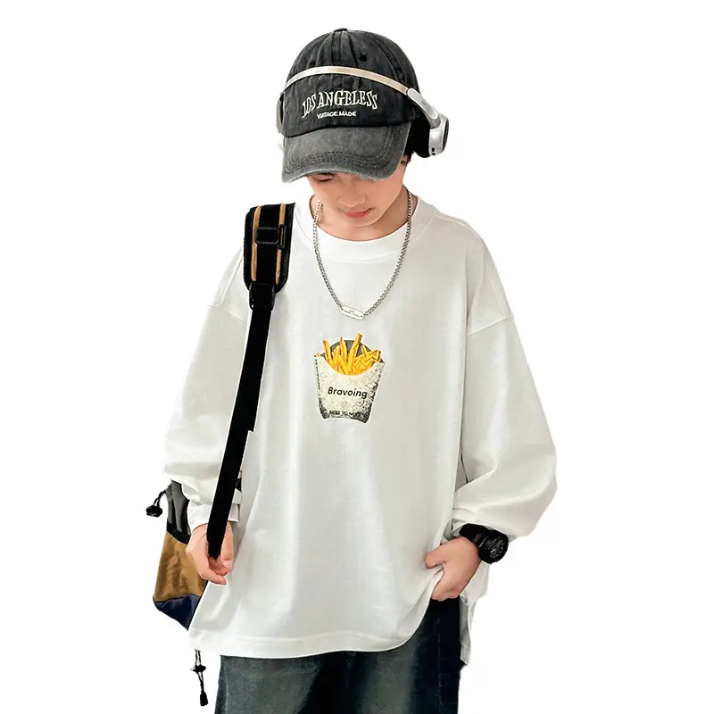 Huzhou Boys Long Sleeve T-Shirt Black Letter Print Spring Autumn 2025 - Image 7