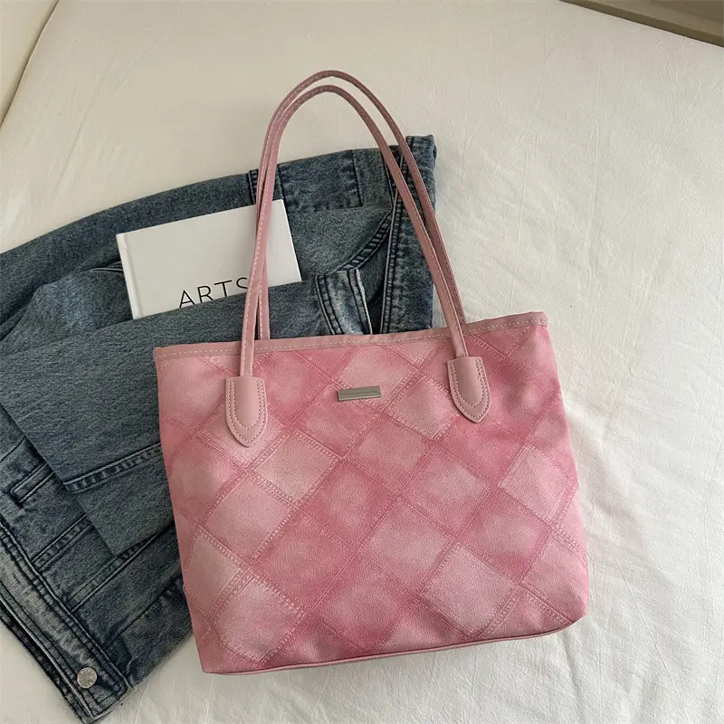 Women's Silver Quilted Shoulder Bag with Cute Pom Pom Design - Image 4