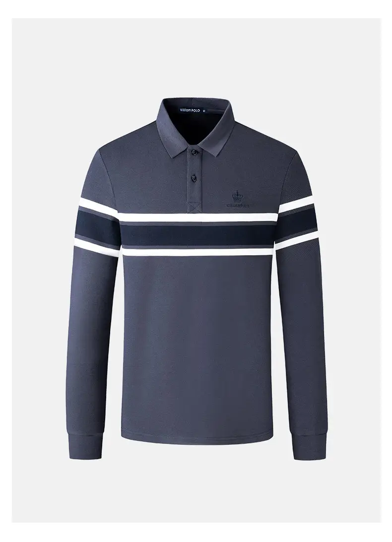 King Paul Long Sleeve Polo Shirt Navy Blue Men's Casual Wear — feature 7