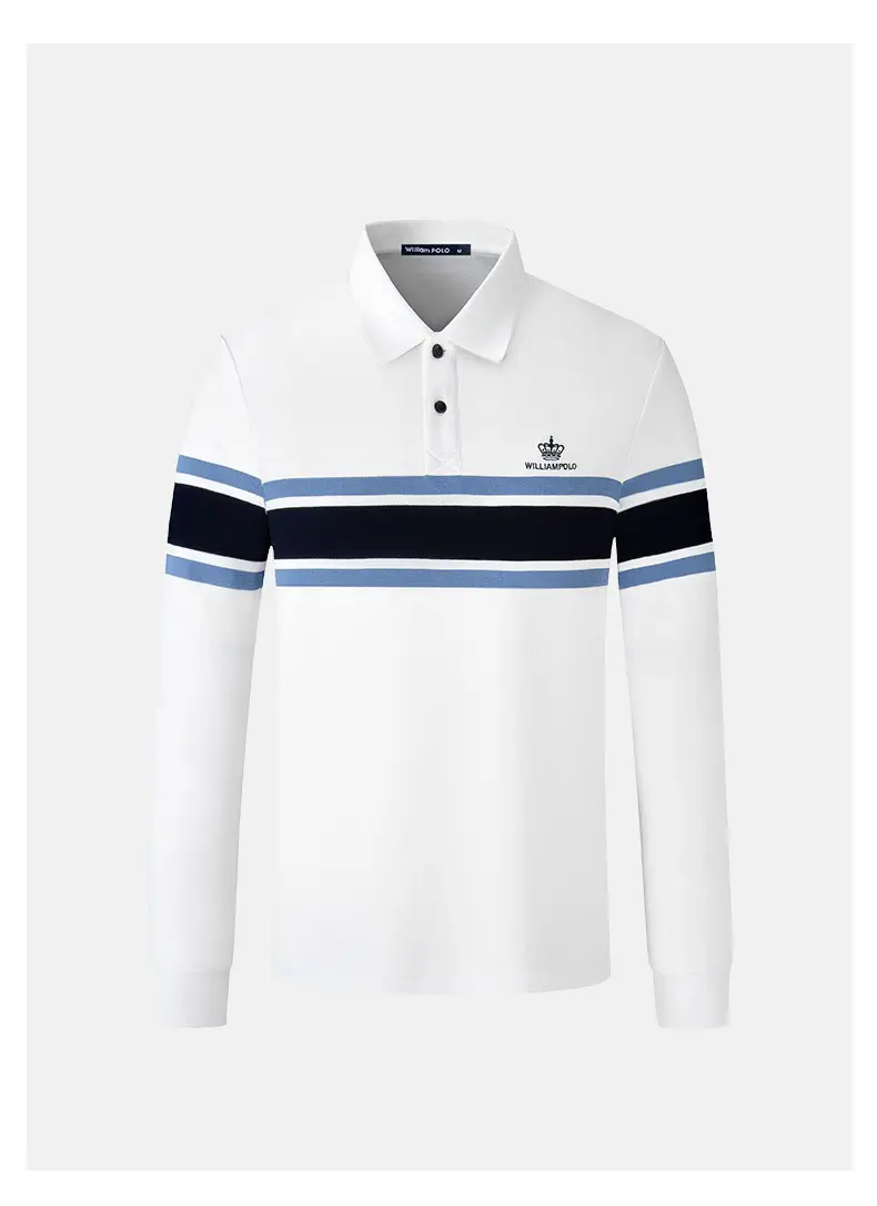 King Paul Long Sleeve Polo Shirt Navy Blue Men's Casual Wear — feature 9