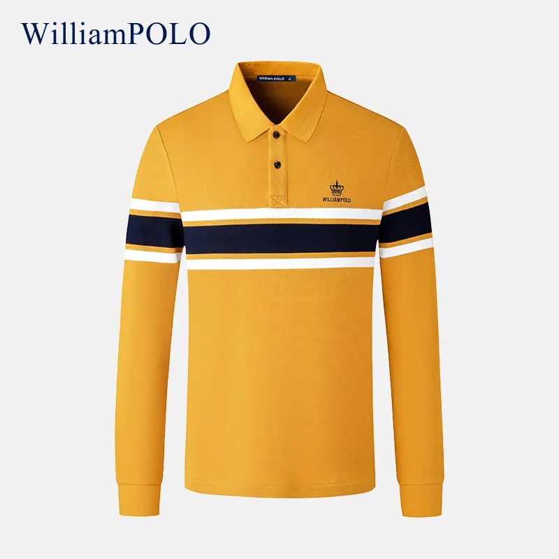 King Paul Long Sleeve Polo Shirt Navy Blue Men's Casual Wear