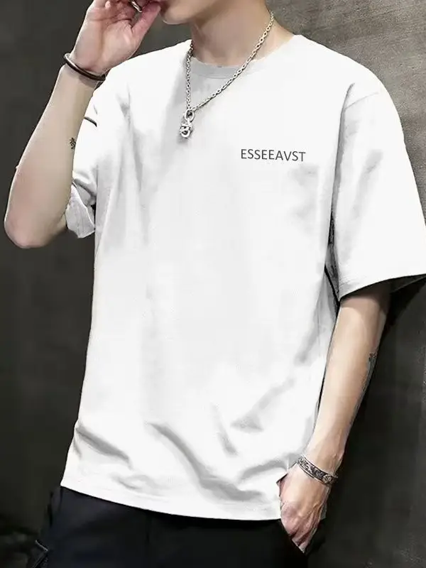 Men Grey Korean Style T-Shirt Short Sleeve