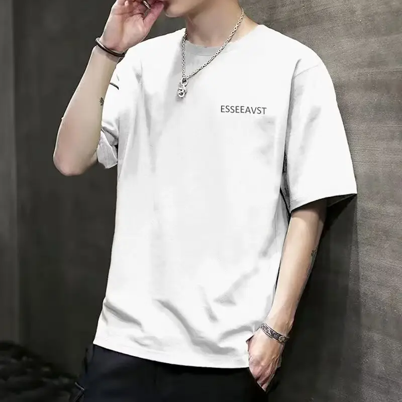 Men Grey Korean Style T-Shirt Short Sleeve