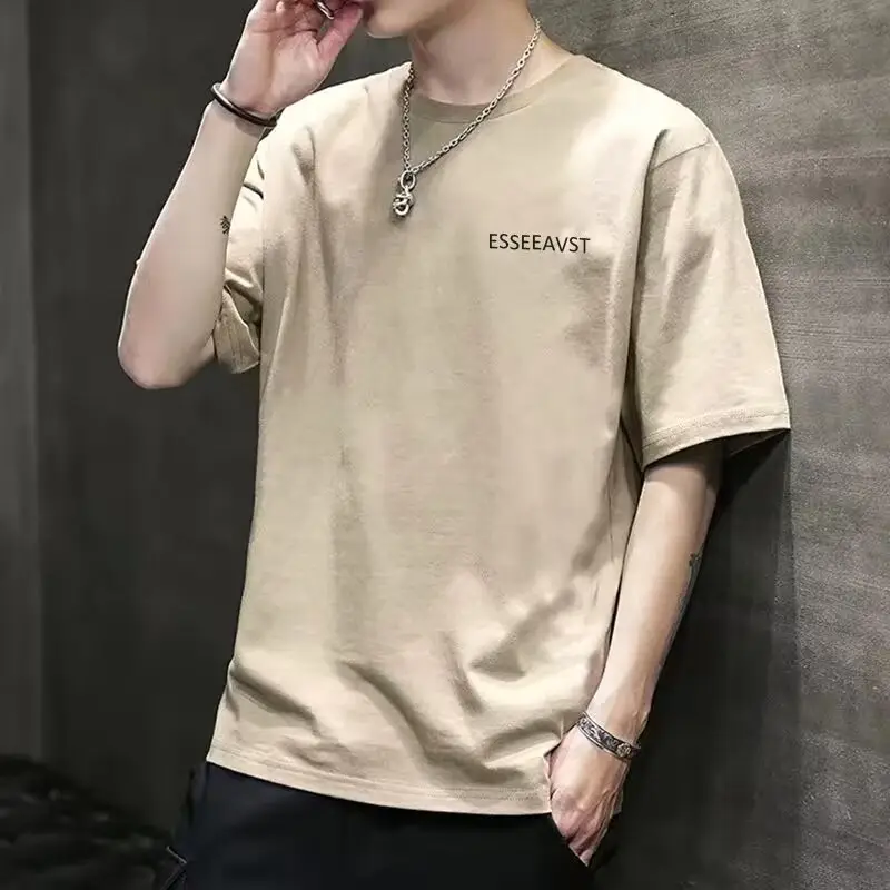 Men Grey Korean Style T-Shirt Short Sleeve