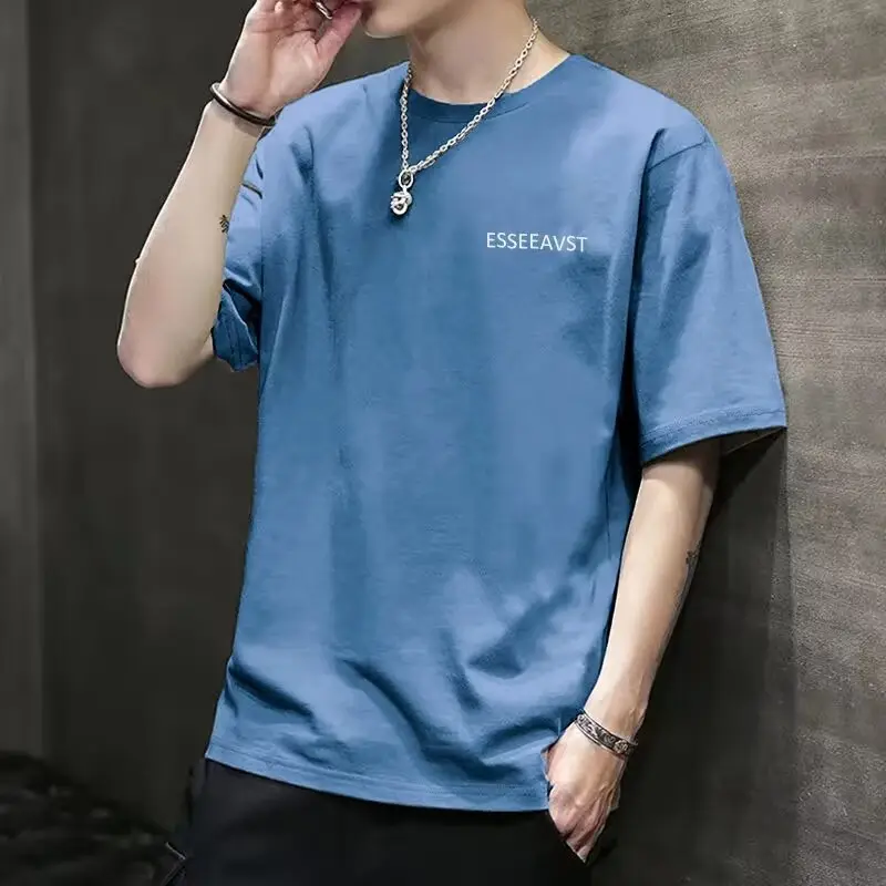 Men Grey Korean Style T-Shirt Short Sleeve