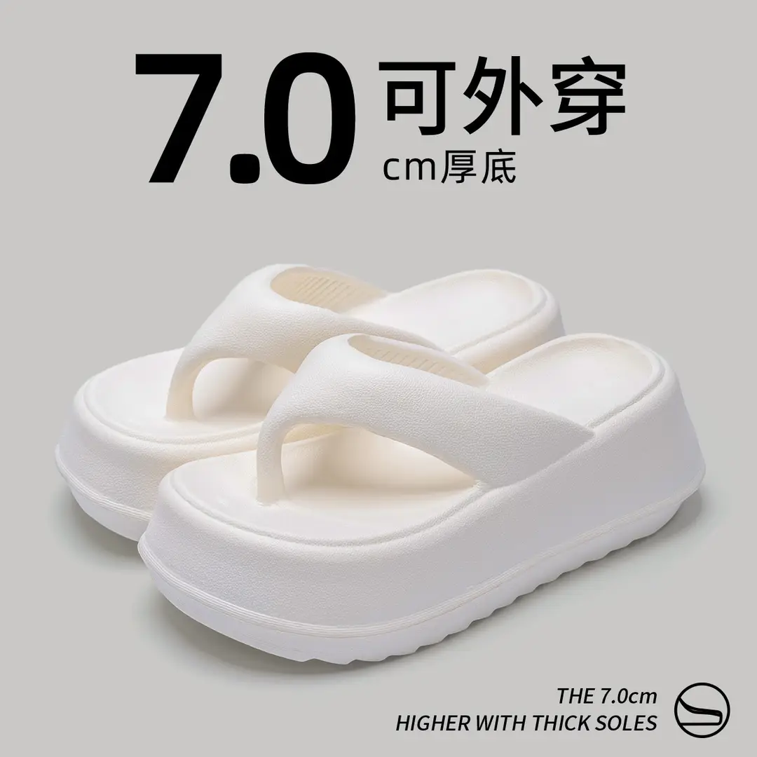 Thick-Soled Flip-Flops for Women, Summer High-Heeled 2026 New Style Beach Sandals, Comfortable Slip-On Slippers - Image 2