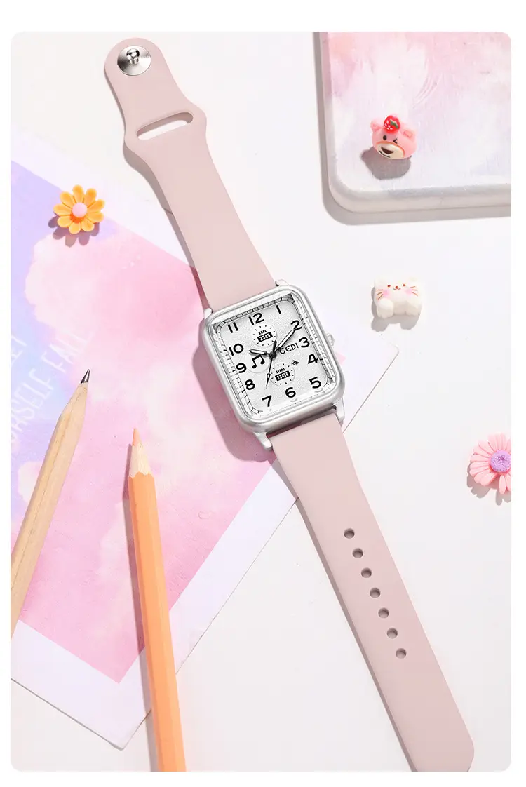 Women's White Digital Analog Watch with Silicone Band — feature 10