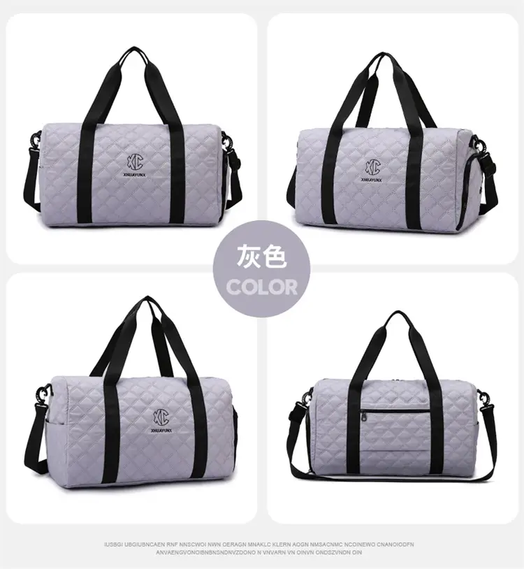White Quilted Shoulder Bag Large Capacity Travel Luggage Bag — feature 21