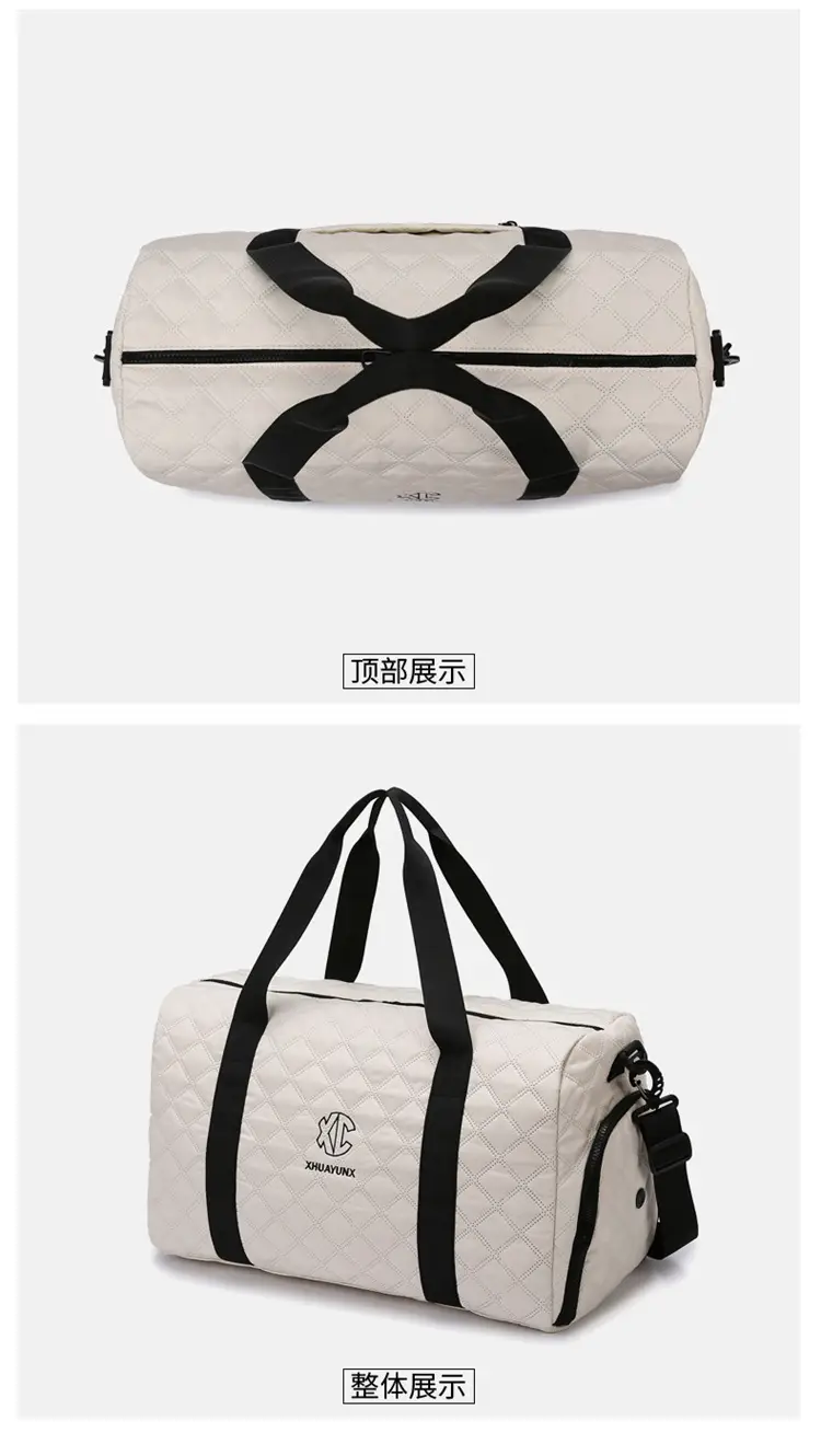 White Quilted Shoulder Bag Large Capacity Travel Luggage Bag — feature 31