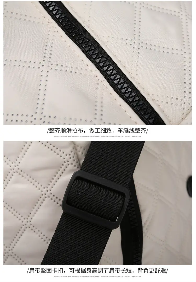 White Quilted Shoulder Bag Large Capacity Travel Luggage Bag — feature 35