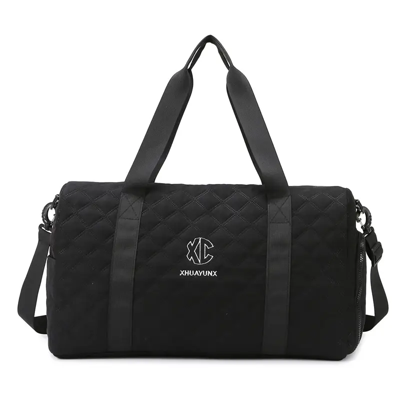White Quilted Shoulder Bag Large Capacity Travel Luggage Bag - Image 4