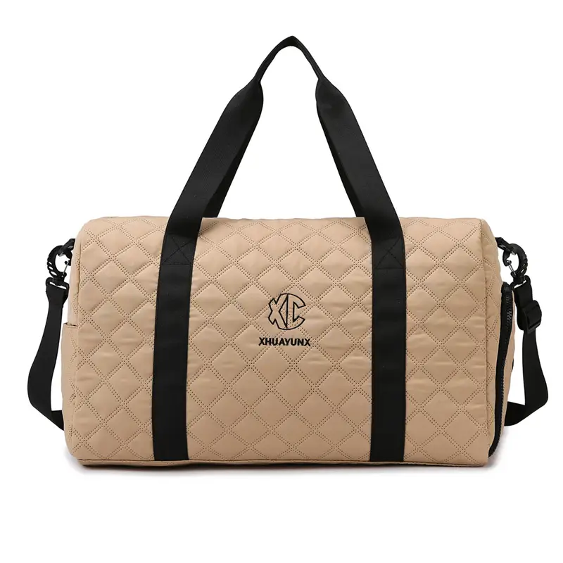 White Quilted Shoulder Bag Large Capacity Travel Luggage Bag - Image 5