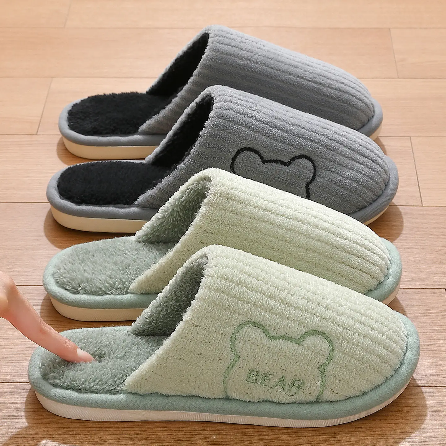 Women's Furry Cotton Slippers Pink Warm Indoor Winter - Image 12