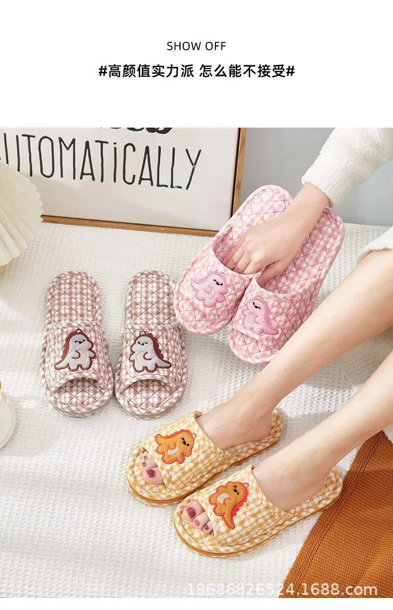 Cross-border Cotton Fabric Couple Slippers for Men and Women Spring and Autumn Home Indoor Thickened Non-slip Quiet Wood Floor — feature 11