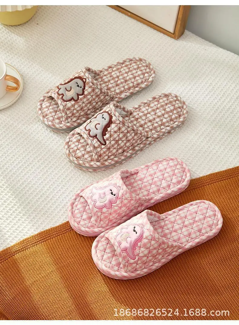 Cross-border Cotton Fabric Couple Slippers for Men and Women Spring and Autumn Home Indoor Thickened Non-slip Quiet Wood Floor — feature 12