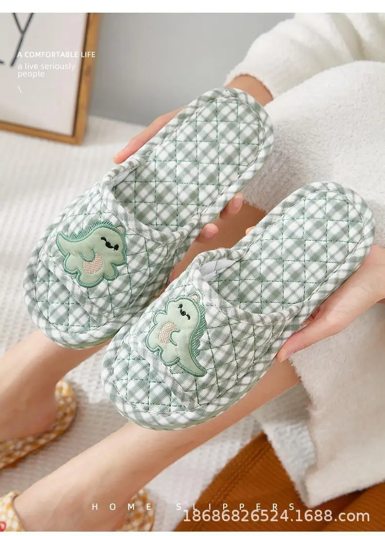 Cross-border Cotton Fabric Couple Slippers for Men and Women Spring and Autumn Home Indoor Thickened Non-slip Quiet Wood Floor — feature 13