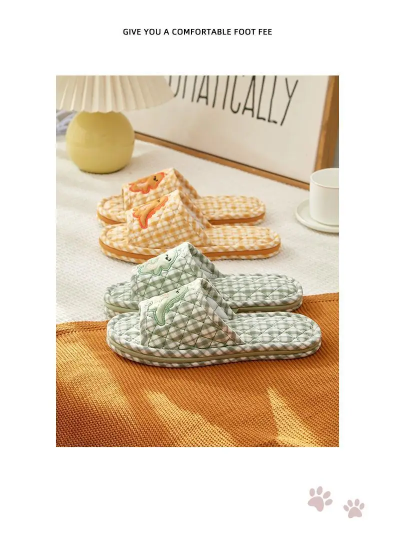 Cross-border Cotton Fabric Couple Slippers for Men and Women Spring and Autumn Home Indoor Thickened Non-slip Quiet Wood Floor — feature 15