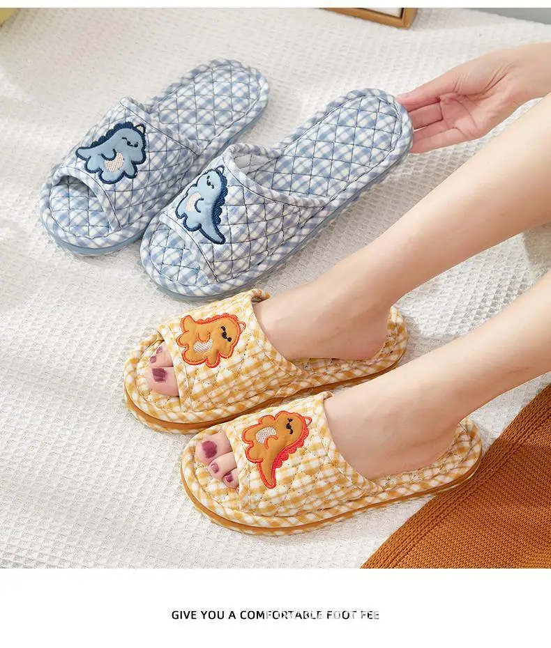 Cross-border Cotton Fabric Couple Slippers for Men and Women Spring and Autumn Home Indoor Thickened Non-slip Quiet Wood Floor — feature 16