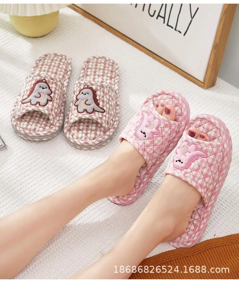 Cross-border Cotton Fabric Couple Slippers for Men and Women Spring and Autumn Home Indoor Thickened Non-slip Quiet Wood Floor — feature 17