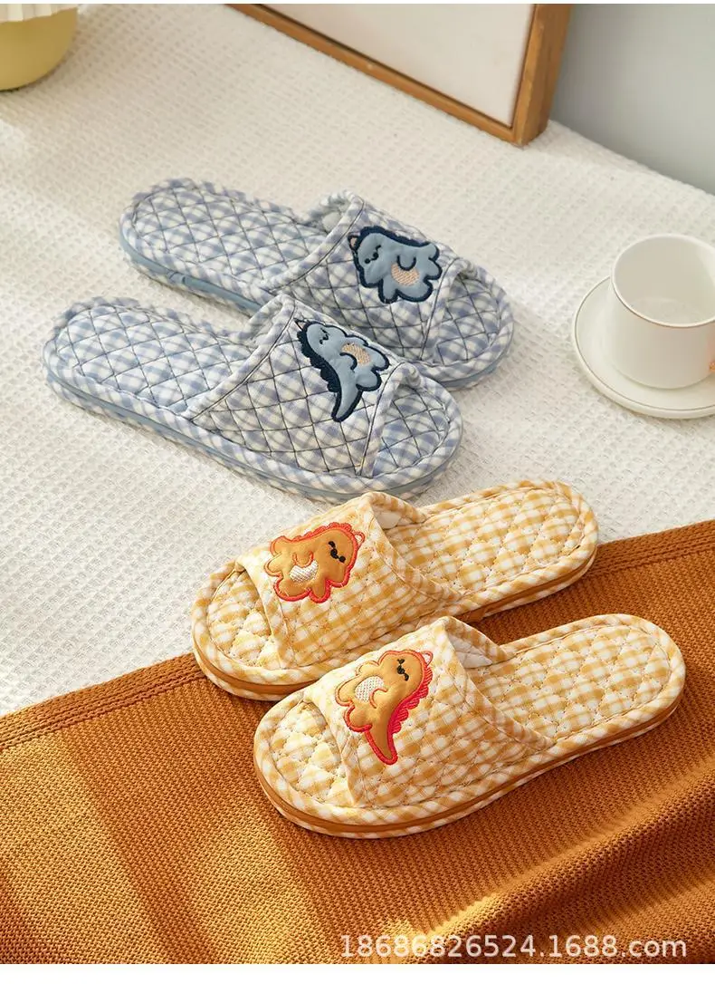 Cross-border Cotton Fabric Couple Slippers for Men and Women Spring and Autumn Home Indoor Thickened Non-slip Quiet Wood Floor — feature 19