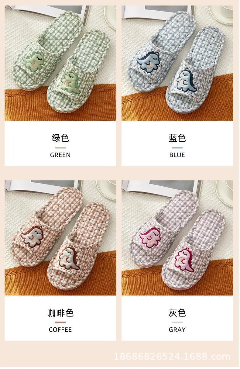 Cross-border Cotton Fabric Couple Slippers for Men and Women Spring and Autumn Home Indoor Thickened Non-slip Quiet Wood Floor — feature 4