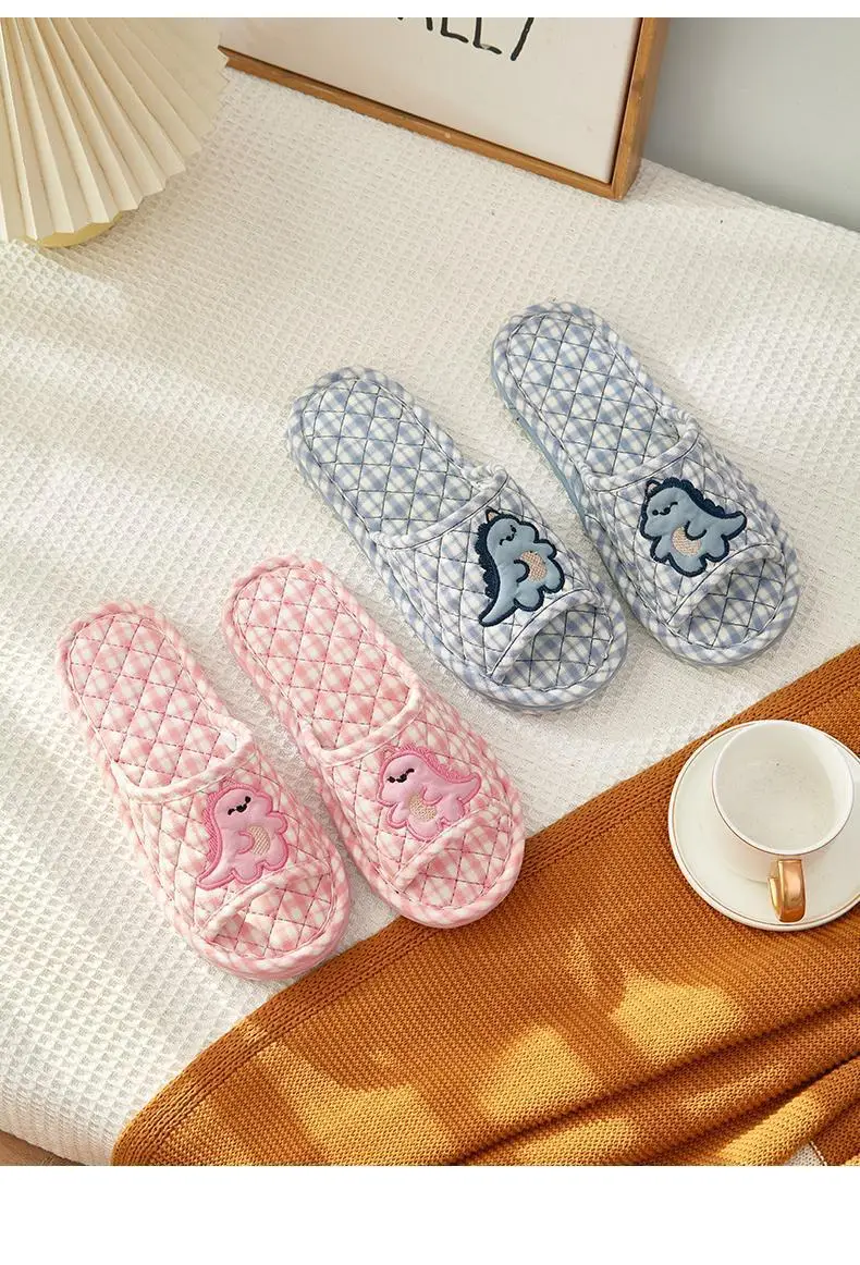 Cross-border Cotton Fabric Couple Slippers for Men and Women Spring and Autumn Home Indoor Thickened Non-slip Quiet Wood Floor — feature 6