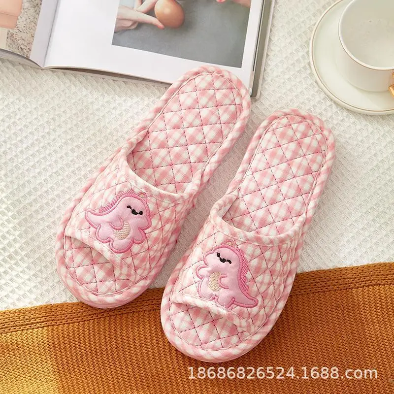 Cross-border Cotton Fabric Couple Slippers for Men and Women Spring and Autumn Home Indoor Thickened Non-slip Quiet Wood Floor - Image 2