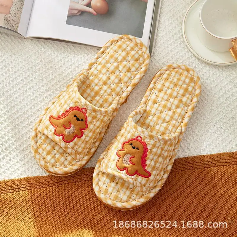 Cross-border Cotton Fabric Couple Slippers for Men and Women Spring and Autumn Home Indoor Thickened Non-slip Quiet Wood Floor - Image 3
