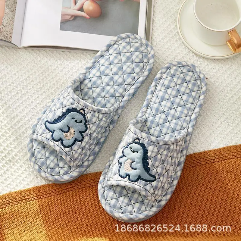 Cross-border Cotton Fabric Couple Slippers for Men and Women Spring and Autumn Home Indoor Thickened Non-slip Quiet Wood Floor - Image 5
