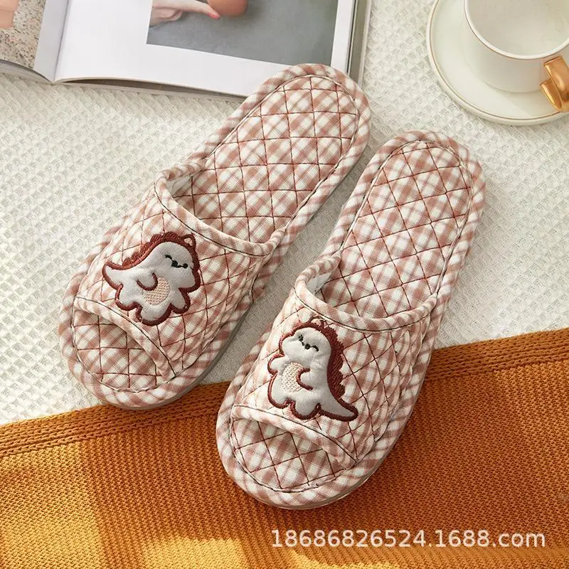 Cross-border Cotton Fabric Couple Slippers for Men and Women Spring and Autumn Home Indoor Thickened Non-slip Quiet Wood Floor - Image 6