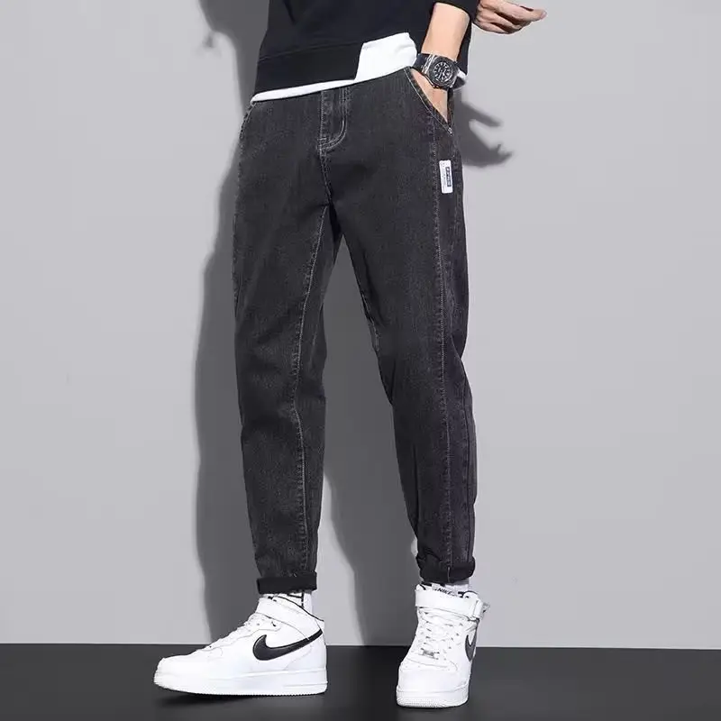 Men Dark Gray Cropped Jeans Spring 2024 - Image 2