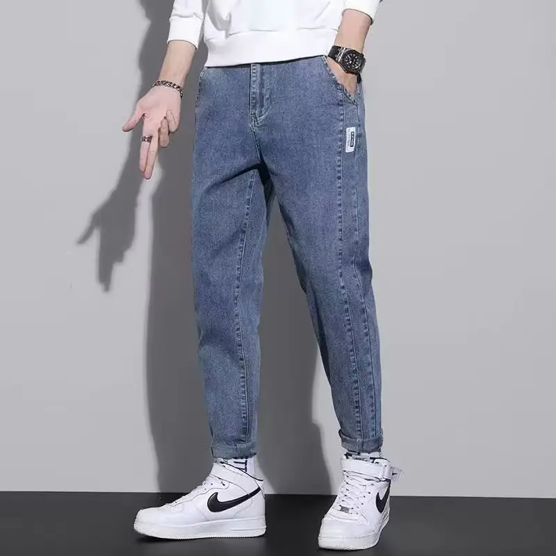 Men Dark Gray Cropped Jeans Spring 2024 - Image 3