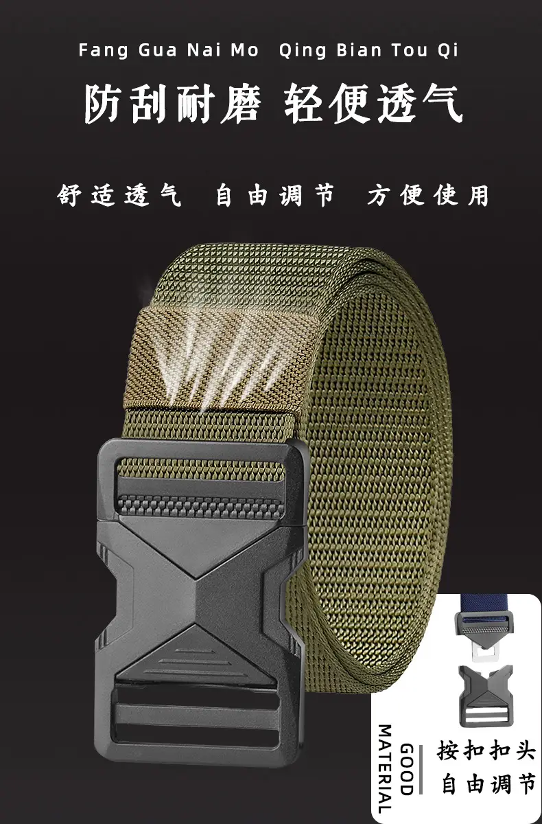 Men's Black Tactical Nylon Belt with Quick Release Buckle — feature 7