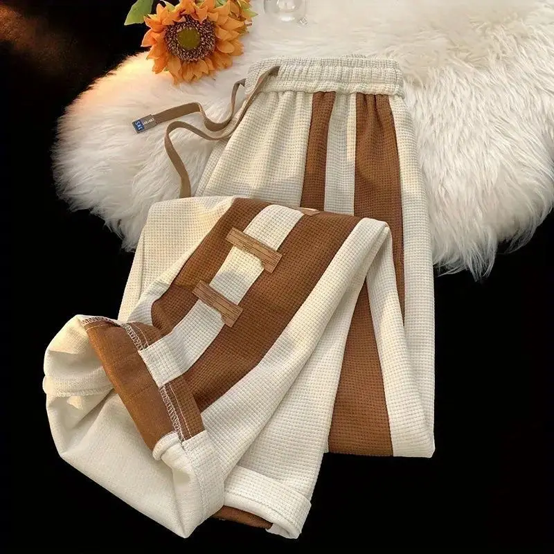 Men's Striped Pants High Street Vibe Casual Brown White - Image 2