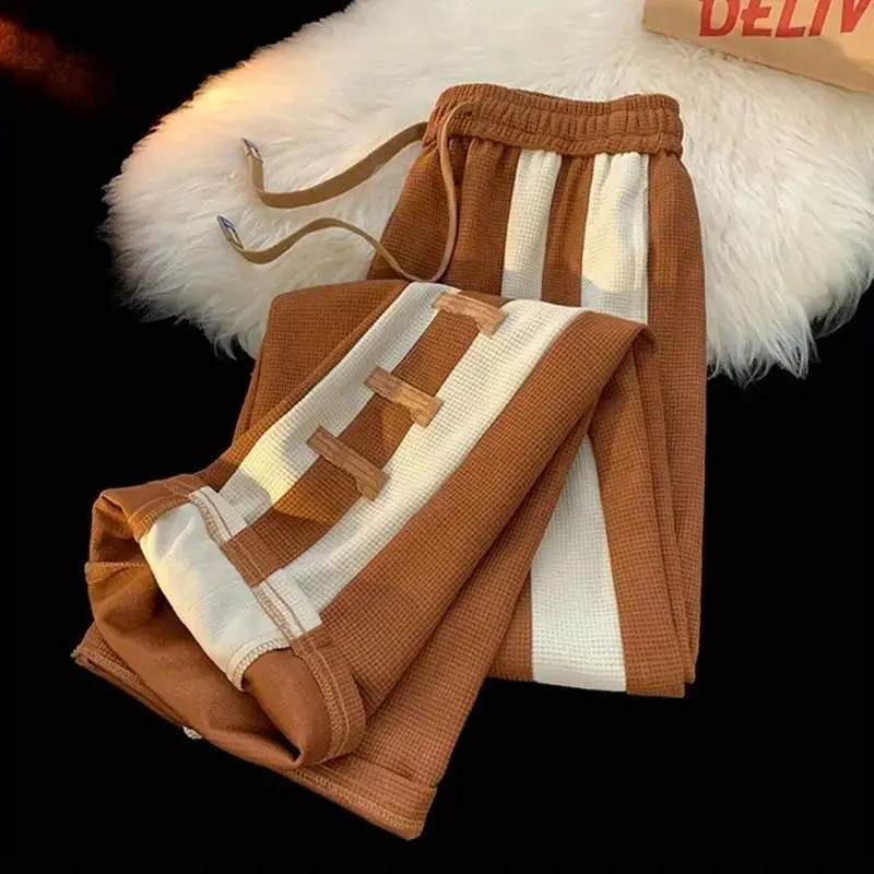 Men's Striped Pants High Street Vibe Casual Brown White - Image 3