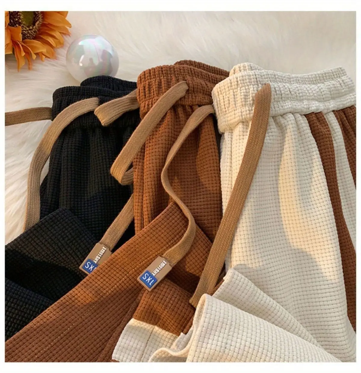 Men's Striped Pants High Street Vibe Casual Brown White — feature 16